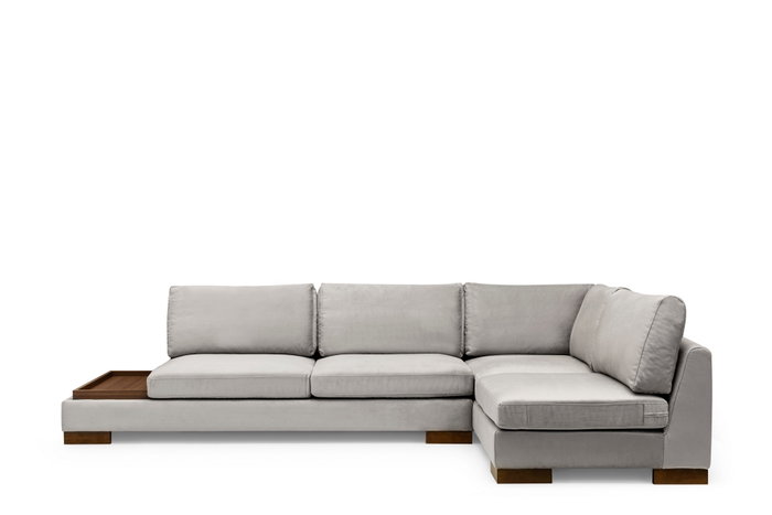 Atelier Del Sofa Tulip Corner Right con Puf - Gris claro